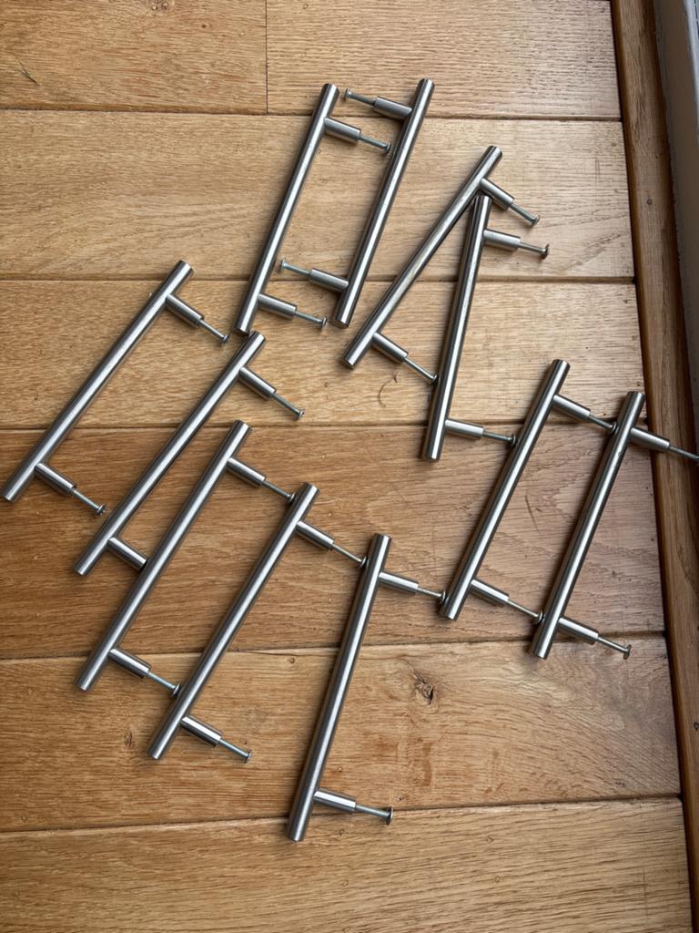 Set van 11 RVS deurgrepen/kastgrepen - 128mm hartafstand, Ophalen of Verzenden, Zo goed als nieuw