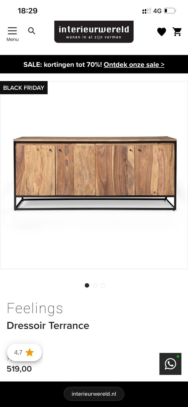Feelings Dressoir Terrance nieuw in de verpakking, Stoer, 150 tot 200 cm, Nieuw, 25 tot 50 cm