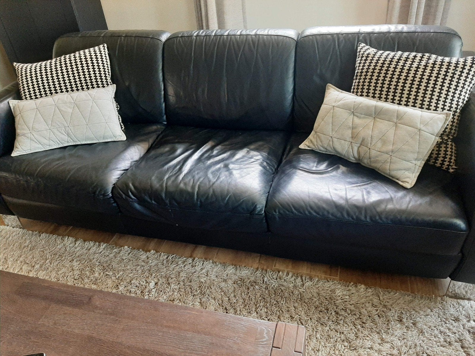 Gratis leren bankstel, Huis en Inrichting, Ophalen, Gebruikt, 75 tot 100 cm