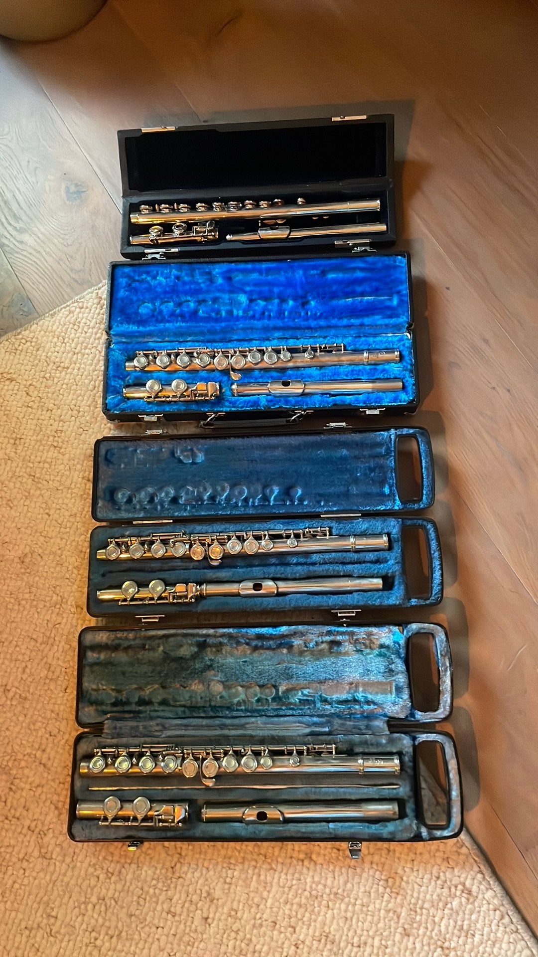 Yamaha dwarsfluit dwarsfluiten 3 stuks en 1 andere, Verzenden, Gebruikt, Dwarsfluit, Met koffer of tas