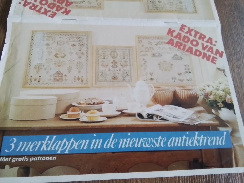 3 merklappen in nieuwste antiek trend, Ophalen of Verzenden, Zo goed als nieuw, Handborduren, Patroon