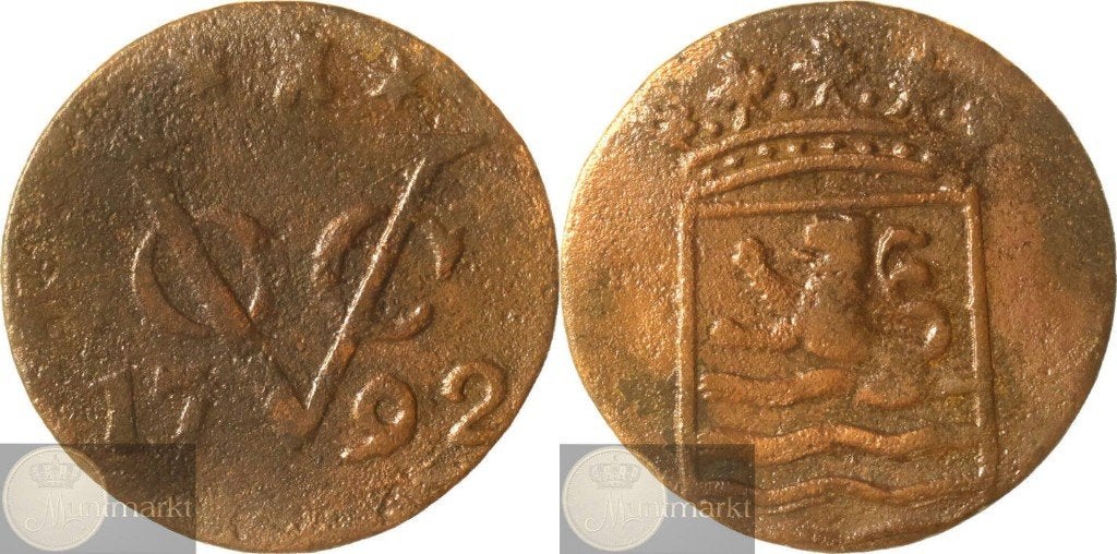 V.O.C. - Zeeland - Duit 1792 - Middelburg, Ophalen of Verzenden, Vóór koninkrijk, Overige waardes, Losse munt