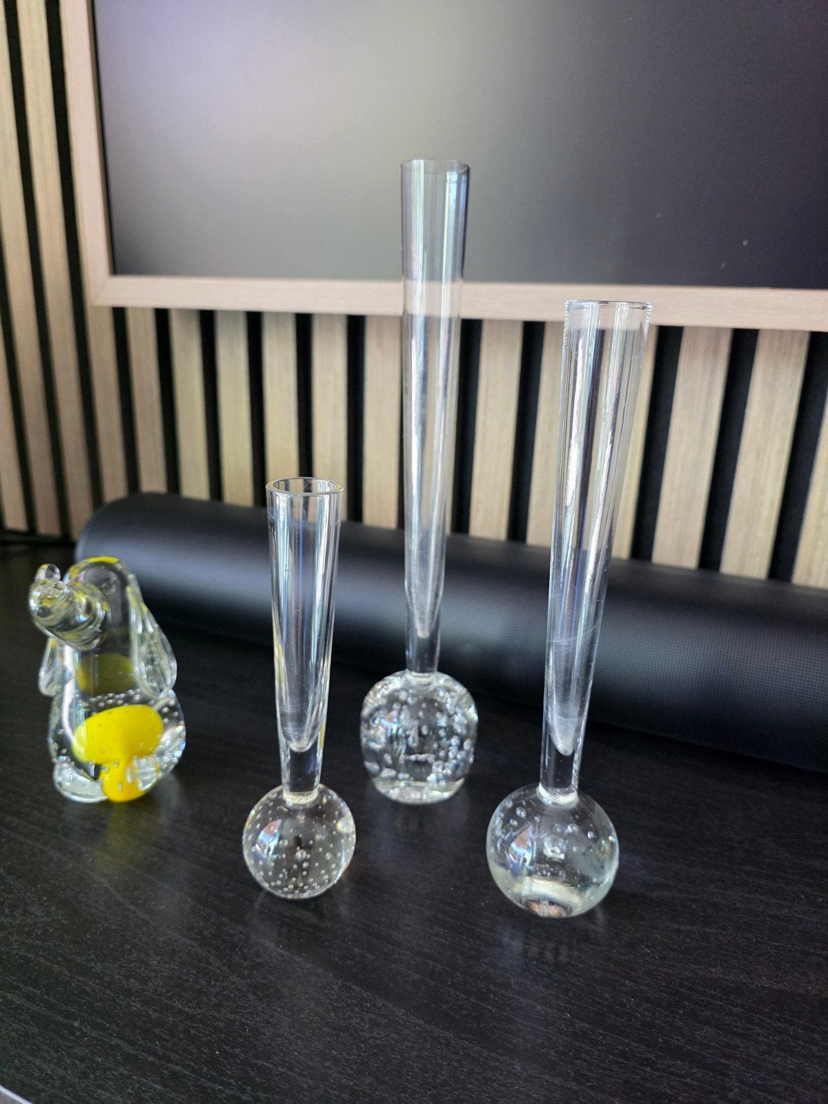 ​Vintage Bullicante Glazen Set: 3 Solifleurs & Hondje, Ophalen of Verzenden, Glas