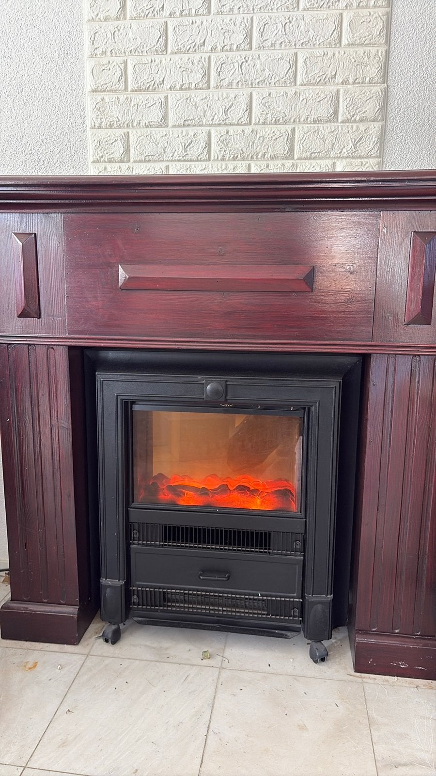 Elektrische haard met klassieke houten ombouw, Ophalen, Gebruikt, Vrijstaande haard, Elektrische haard
