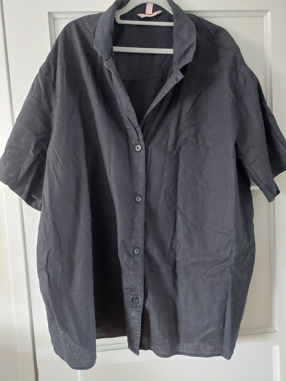 zwarte linnen blouse 52, Verzenden, Zo goed als nieuw, Zwart