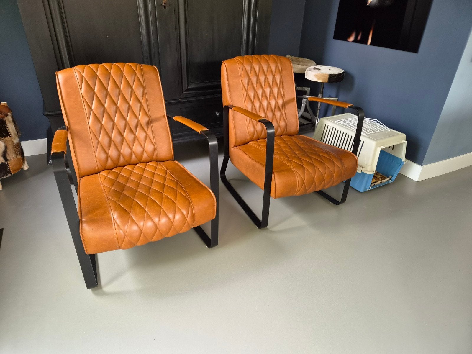 Mooie maar licht beschadigde design fauteuils, stoelen, Ophalen, Gebruikt, 75 tot 100 cm, 50 tot 75 cm