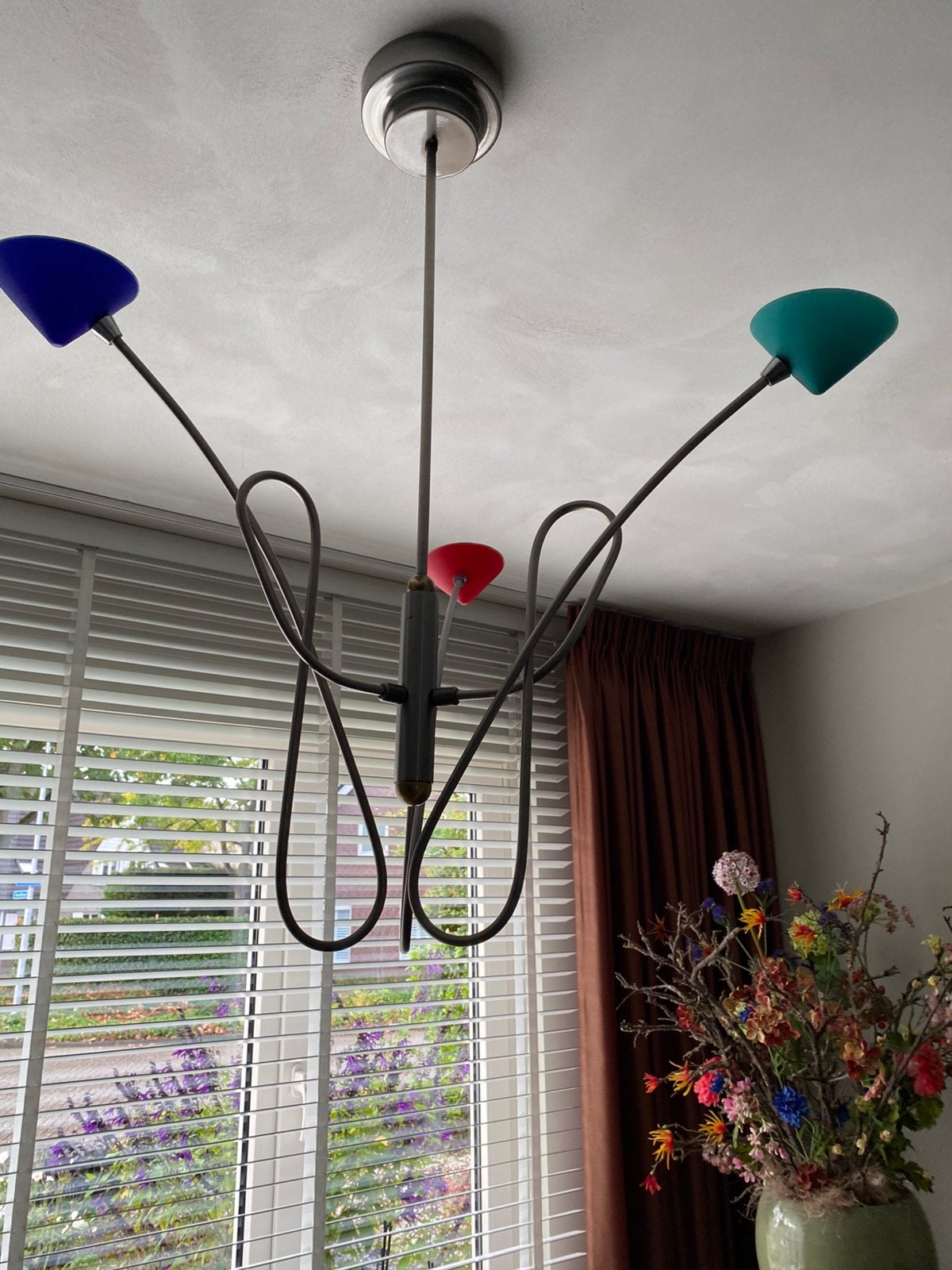 Leuke Hanglamp met 3 Glazen Kapjes, Ophalen, Gebruikt