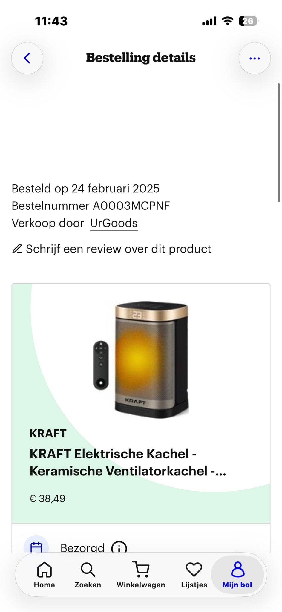 KRAFT Elektrische Keramische Ventilatorkachel - ZGAN, Ophalen, Zo goed als nieuw, 800 watt of meer, Kachel