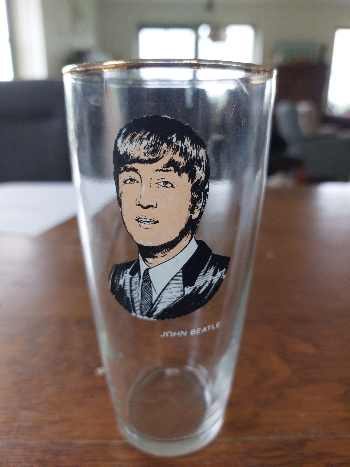 Vintage John Lennon / paul mc cartney (Beatle) Glas - Uniek, Ophalen of Verzenden
