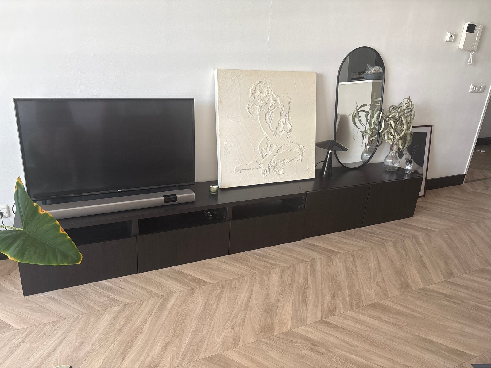 IKEA Besta Zwart bruin hangend tv meubel 2 delen nwp €529, Ophalen, Overige materialen, Gebruikt, 200 cm of meer