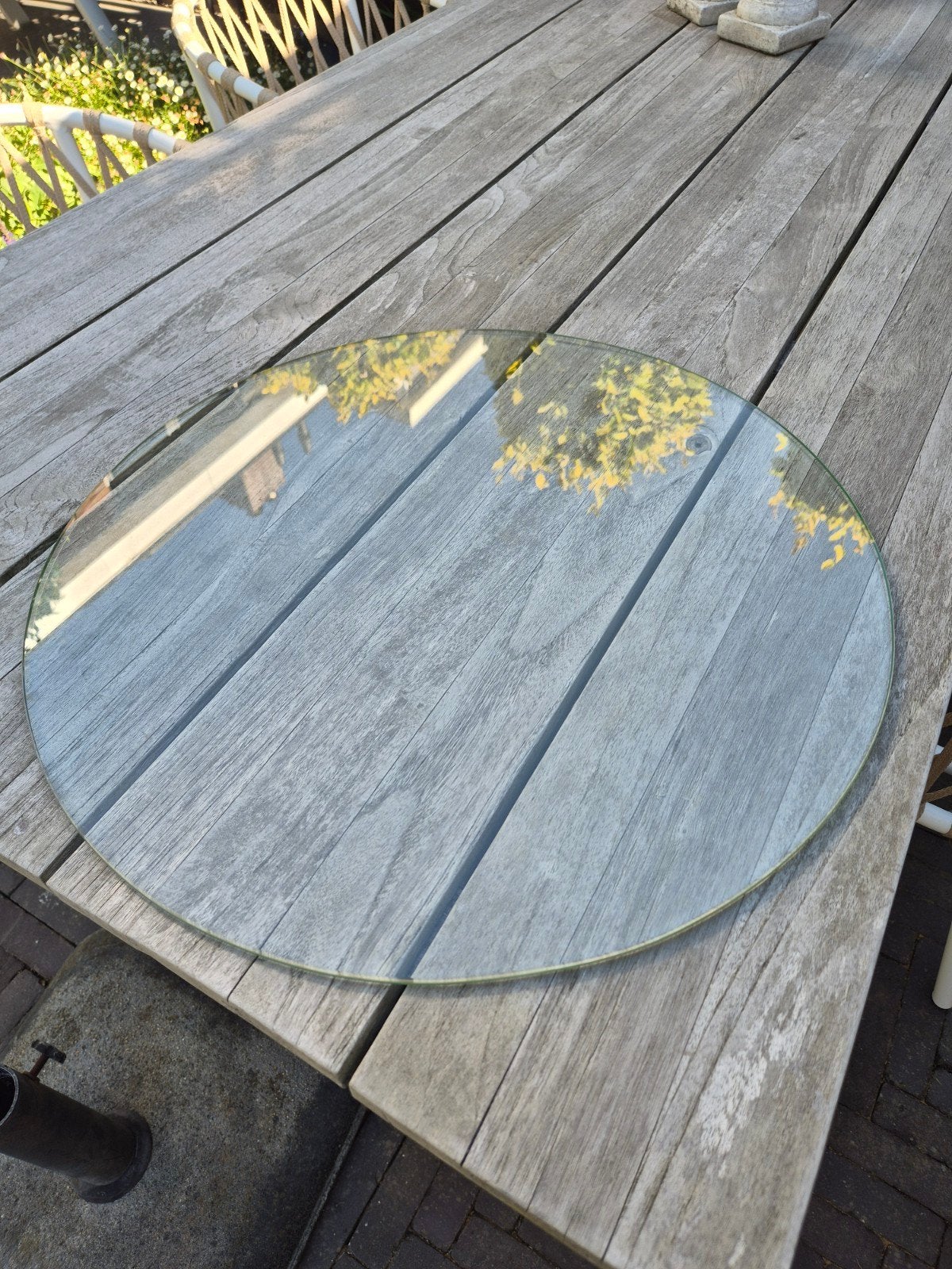 Ronde hardglazen glasplaat - 52 cm diameter, Ophalen, Gebruikt