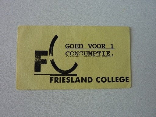 Leeuwarden Friesland College retro consumptie kaart je, Ophalen, Nieuw