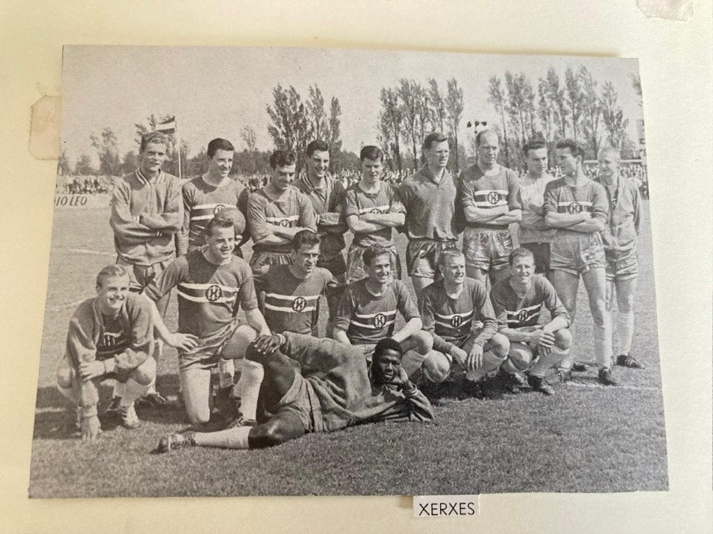 Historische foto Xerxes voetbalteam met Delbana reclame, Verzenden, Gebruikt, Sparta, Poster, Plaatje of Sticker