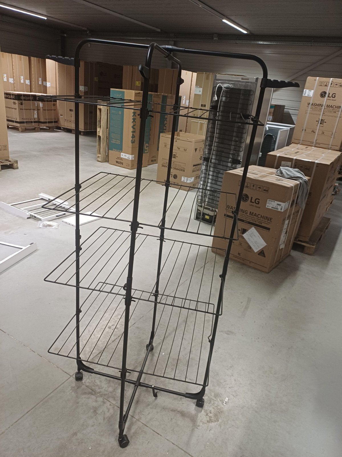 Nieuw zwart Bodo droogrek met inklapbare plankjes, Ophalen of Verzenden, Nieuw, Wasrek