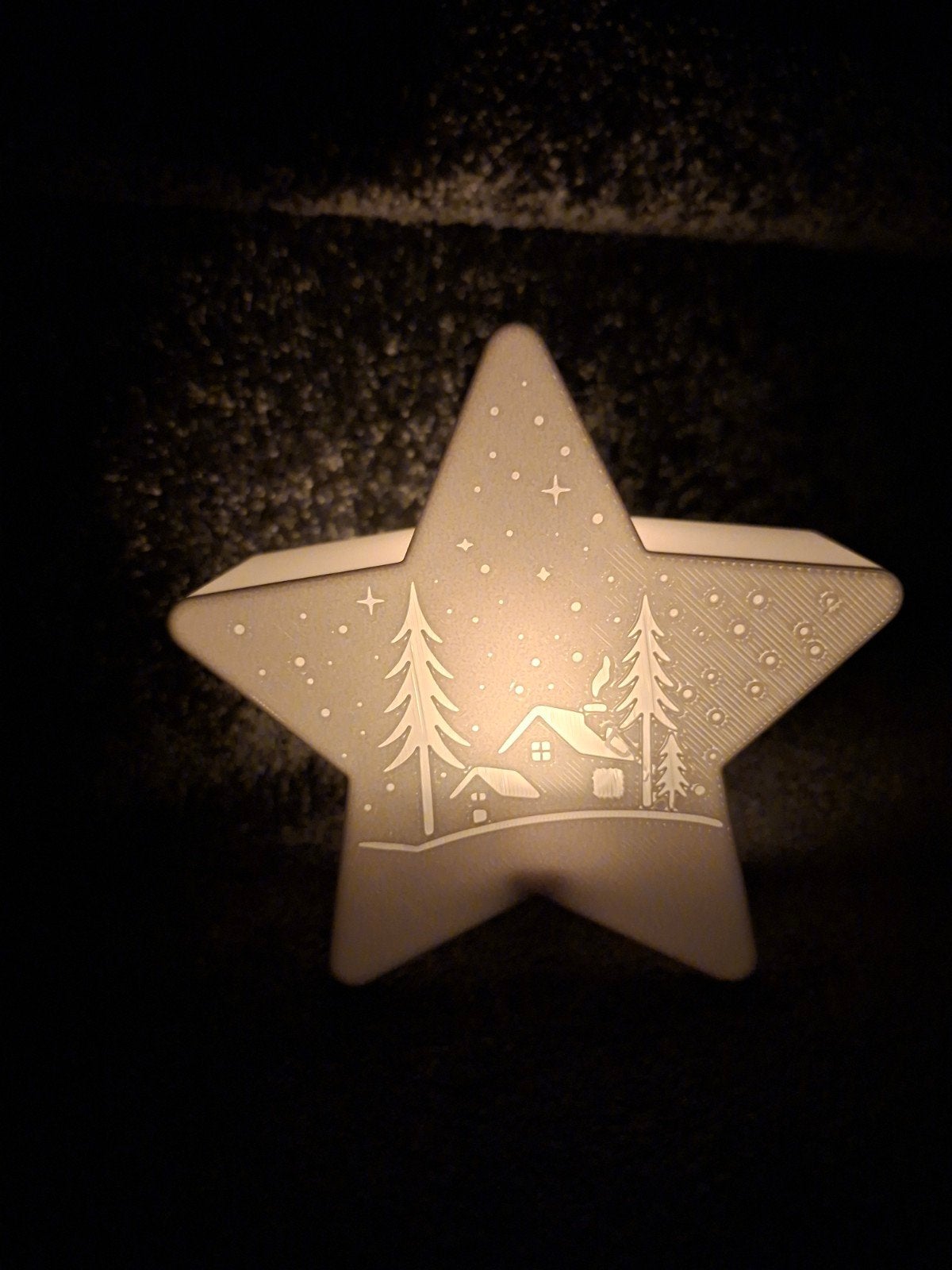 kerstster huisje met bomen met verlichting, Diversen, Ophalen of Verzenden