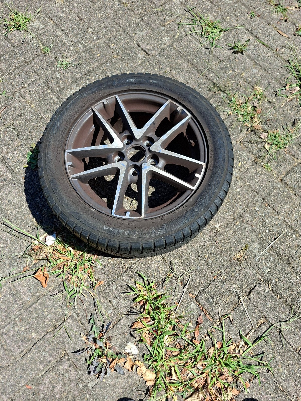 Yokohama Winterbanden op Velg - 205/55R16 91H, Ophalen, Gebruikt, 16 inch, Banden en Velgen