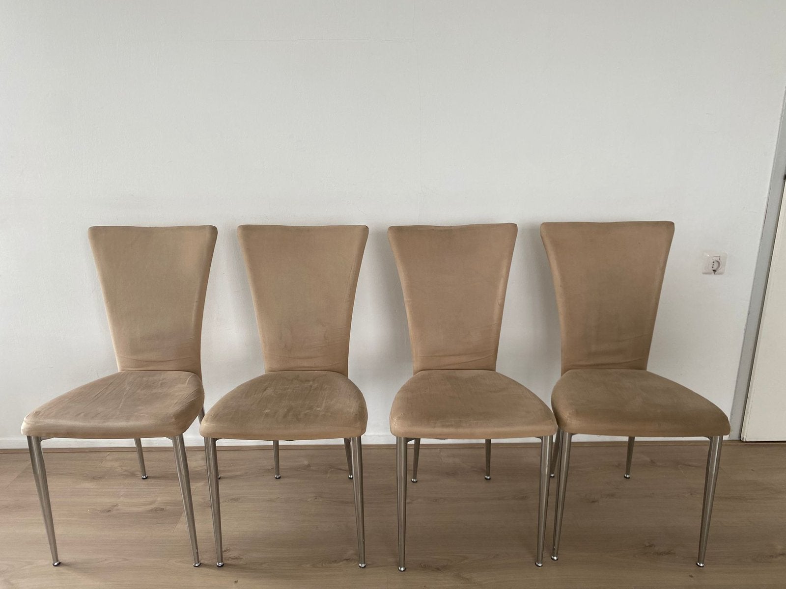 Set van 4 beige eetkamerstoelen - Goede staat, Ophalen, Gebruikt, Vier
