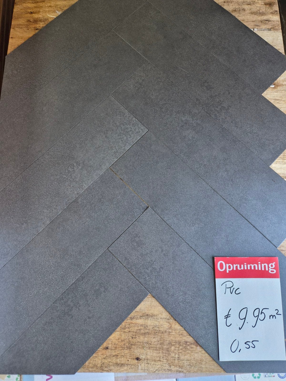 Spotgoedkope PVC Visgraat Antraciet, Huis en Inrichting, Stoffering | Vloerbedekking, 75 m² of meer, Nieuw, Ophalen of Verzenden