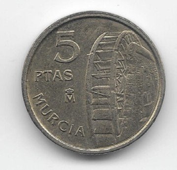 Spanje 5 pesetas 1999 "Murcia" KM# 1008, Verzenden, Overige landen, Losse munt