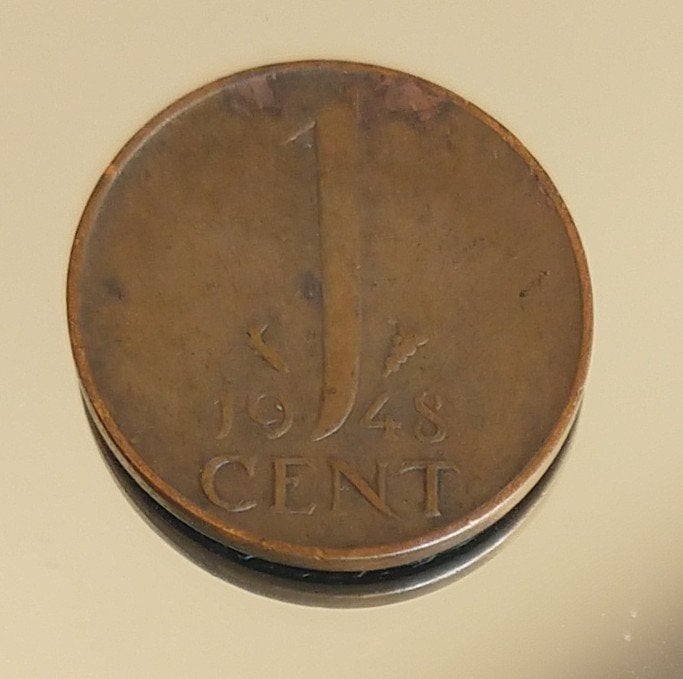 1 cent 1948 visje volgnr 8, Postzegels en Munten, Munten | Nederland, Ophalen of Verzenden, Koningin Wilhelmina, 1 cent, Losse munt