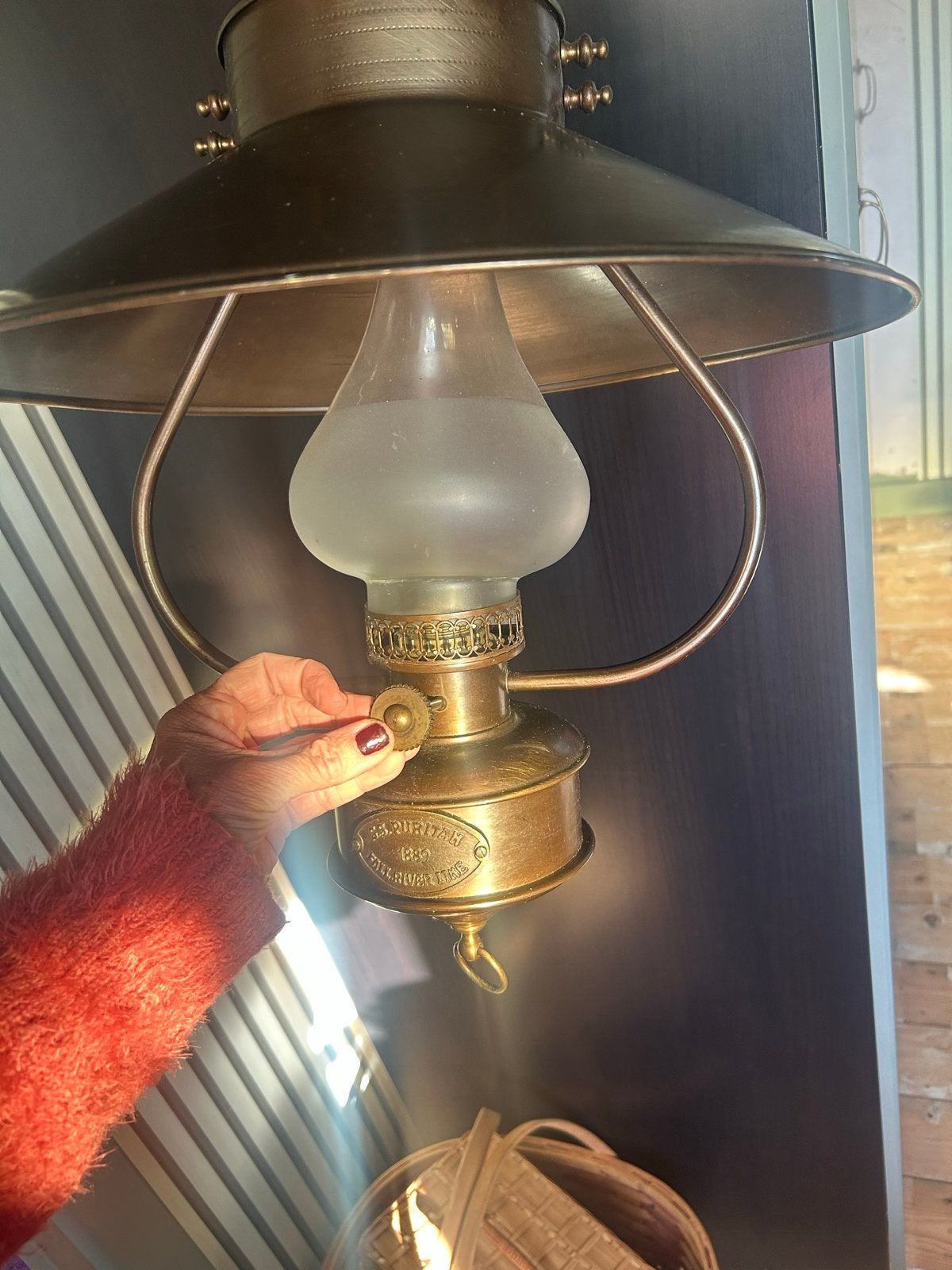 Elektrische hanglamp in vintage olielamp-stijl, Ophalen