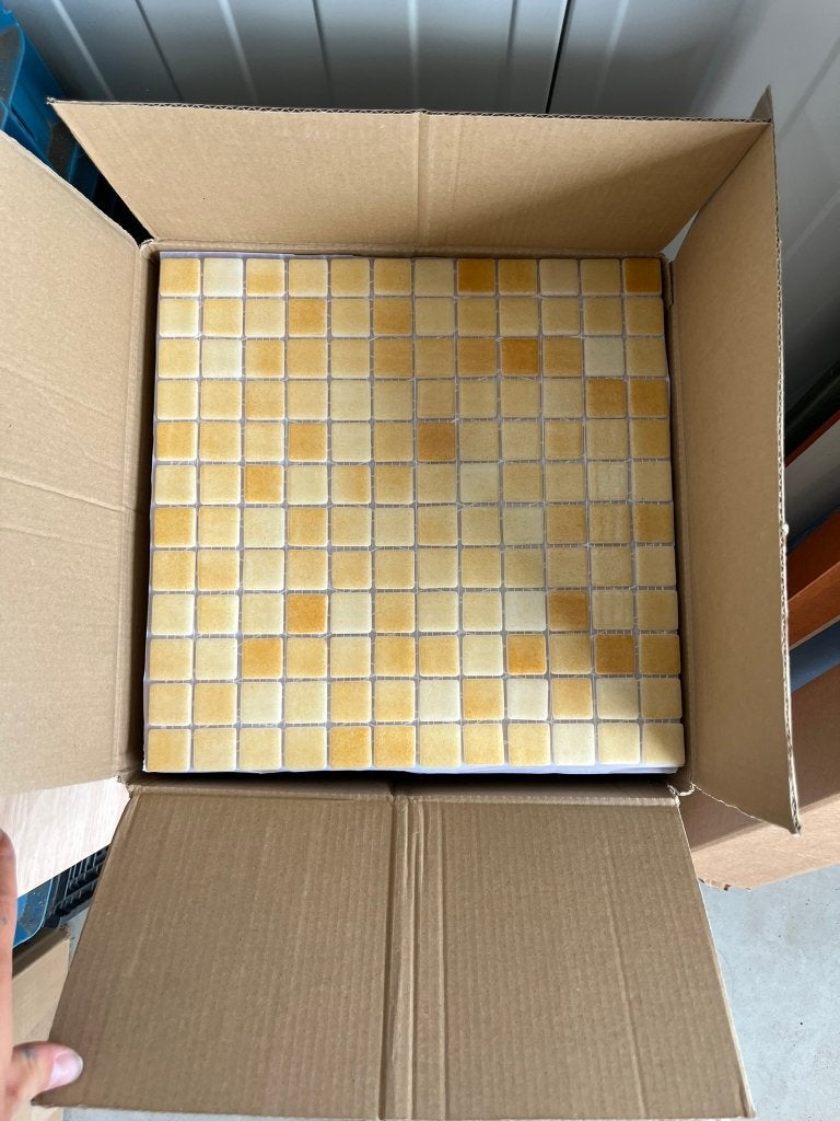 Keuken tegels oranje/geel Vidrepur Niebla Naranja 6m4, Ophalen, Overige materialen, Wandtegels, Nieuw