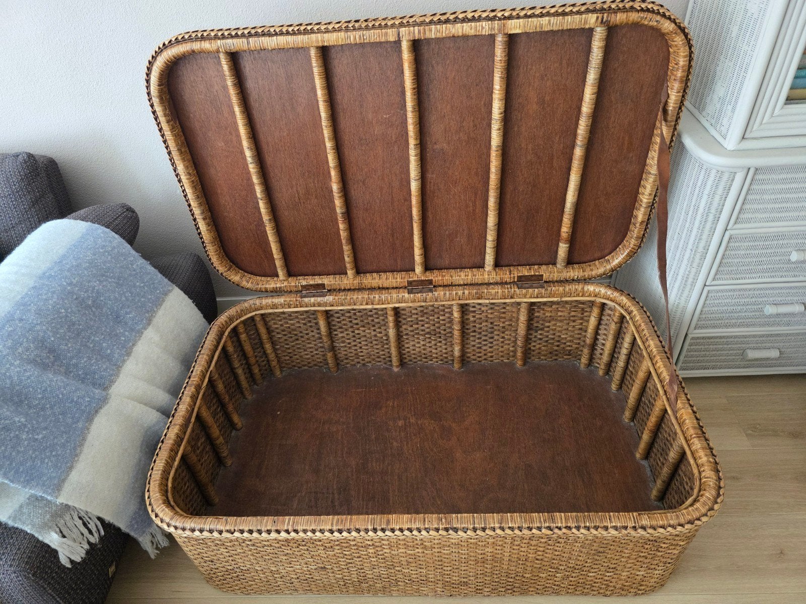Rotan kist / opbergkist / salontafel - 120x70x45 cm, Ophalen, Overige materialen, Gebruikt, 100 tot 150 cm