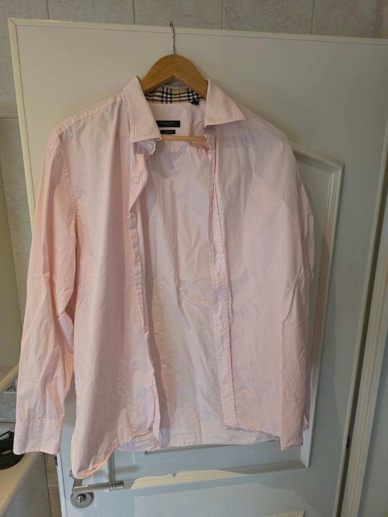 Burberry Overhemd Roze Slim Fit Maat 43, Kleding | Heren, Ophalen of Verzenden, Zo goed als nieuw, Roze, Burberry