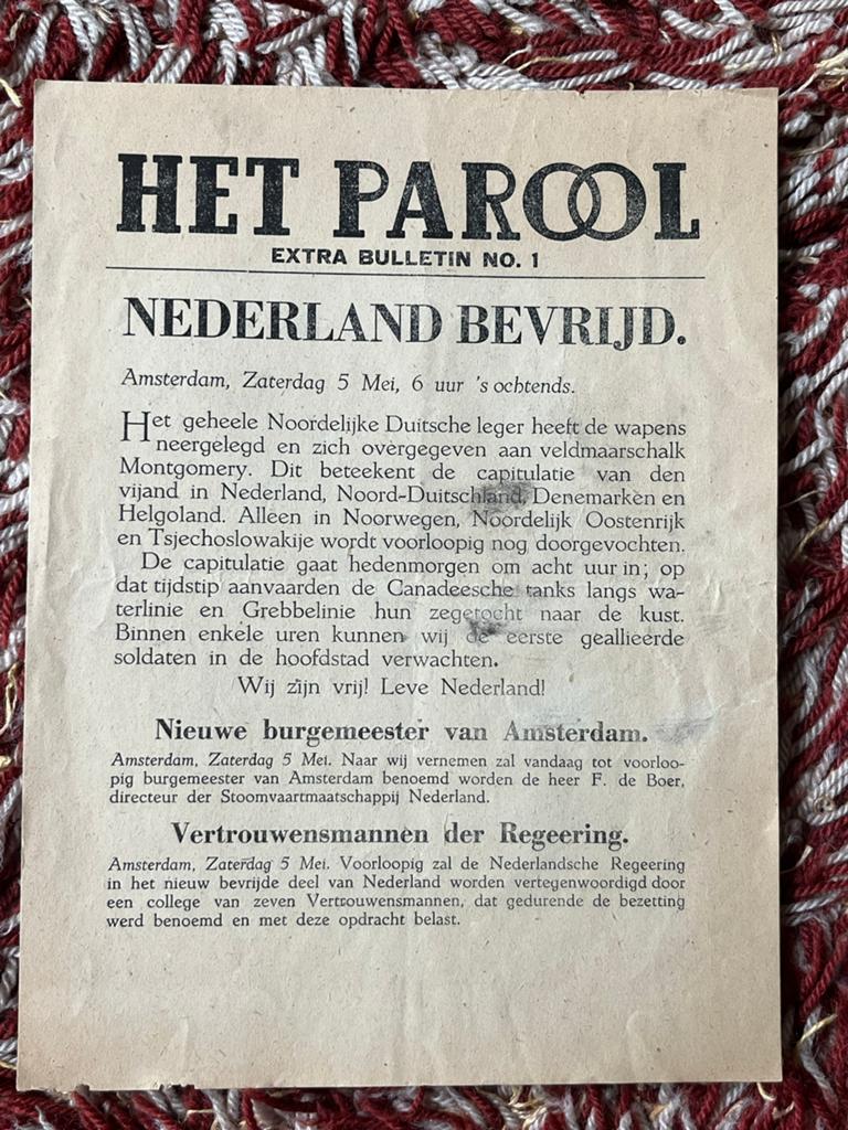 Het Parool Extra Bulletin No. 1 - Nederland Bevrijd (1945), Ophalen, Gelezen, Krant