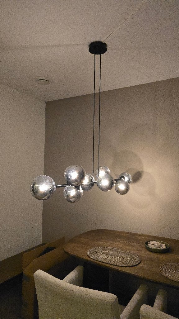 Hanglamp Rossi Black 8 bollen, Ophalen, Nieuw, Metaal