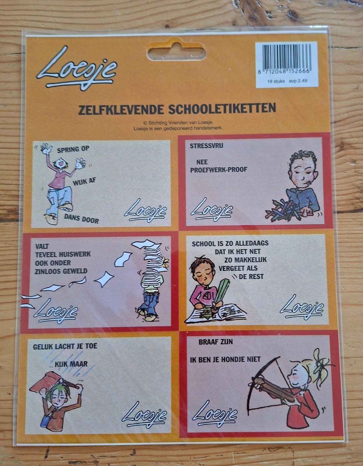 Loesje tekst school  zelfklevend etiketten nieuw, Verzamelen, Ophalen of Verzenden, Nieuw