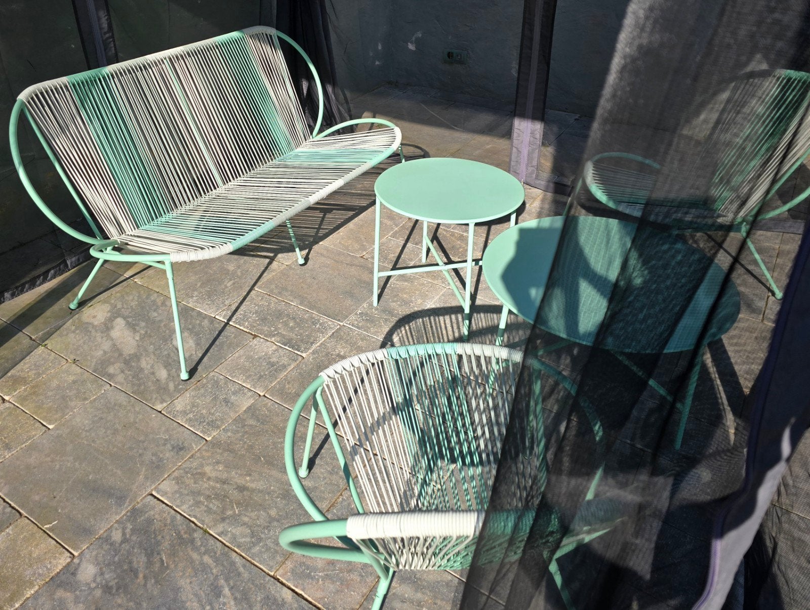 VOLLEDIG NIEUW LOUNGESET MINTGROEN - INFO ZIE ADVERTENTIE, Ophalen of Verzenden, Nieuw, Overige materialen, Bank