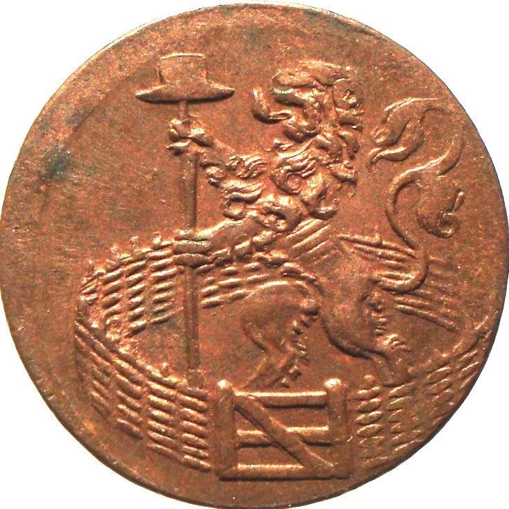 Nederland - Hollandia - Holland duit 1780 (UNC + "misslag"), Ophalen of Verzenden, Vóór koninkrijk, Overige waardes, Losse munt