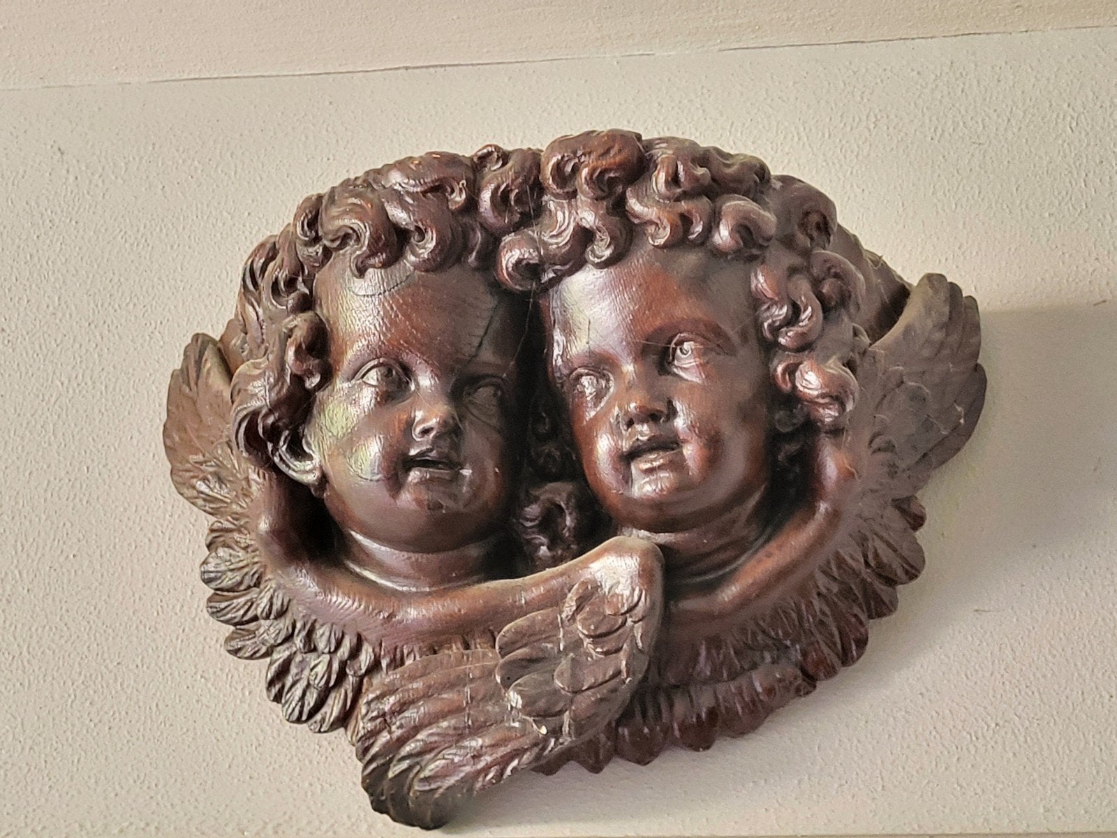 Gipsen Engelen Ornament voor aan de Muur - Zelf Geschilderd, Ophalen, Gebruikt, Overige materialen, Klassiek