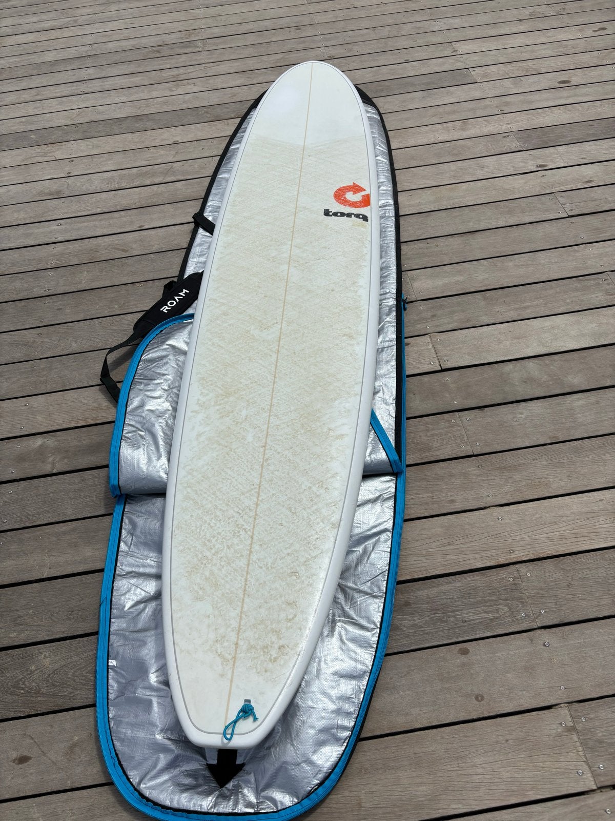 Torq Longboard 9.0 compleet met leash, vinnen en boardbag, Watersport en Boten, Golfsurfen, Ophalen, Gebruikt, Longboard, Met koord