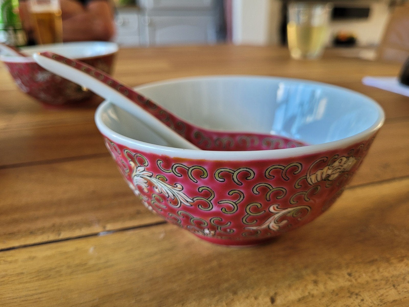 Set van 10 Chinese Porseleinen Soep-/Rijstkommen met lepels, Ophalen, Porselein, Overige stijlen, Kom(men)