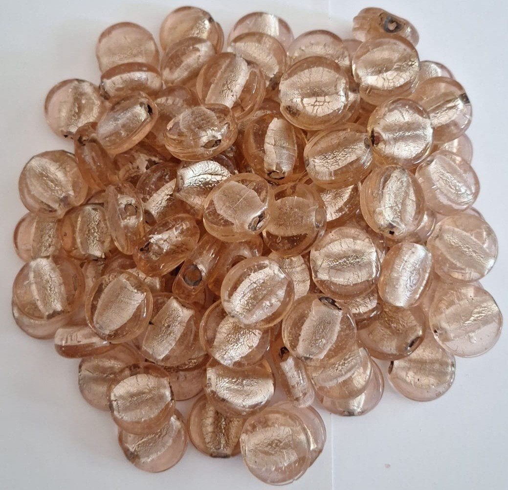 Partij 1 kilo grote silverfoil ronde glaskralen 25 mm 9, Hobby en Vrije tijd, Verzenden, Nieuw, Kraal