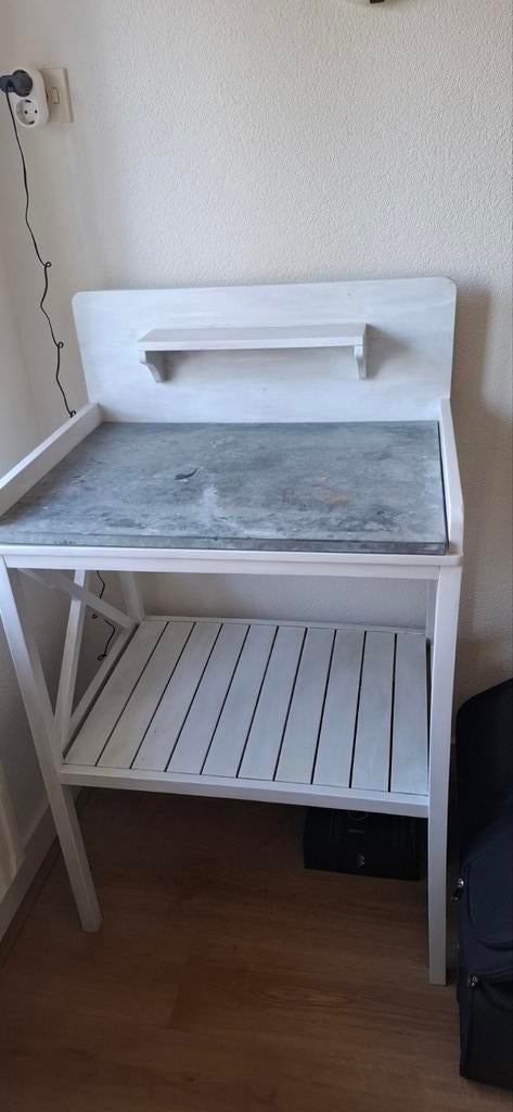 Tafel met zinken blad - Landelijke stijl, Huis en Inrichting, Tafels | Eettafels, Ophalen of Verzenden, Gebruikt, Overige houtsoorten