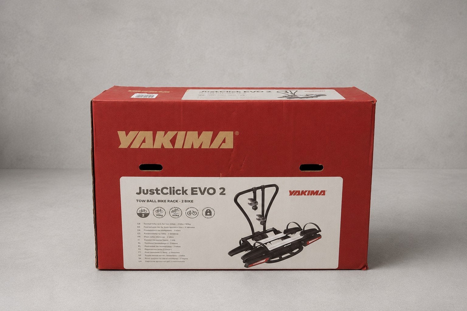 Yakima Justclick EVO 2 Fietsendrager NIEUW IN DOOS, Auto diversen, Elektrische fiets, Nieuw, Ophalen of Verzenden, 2 fietsen