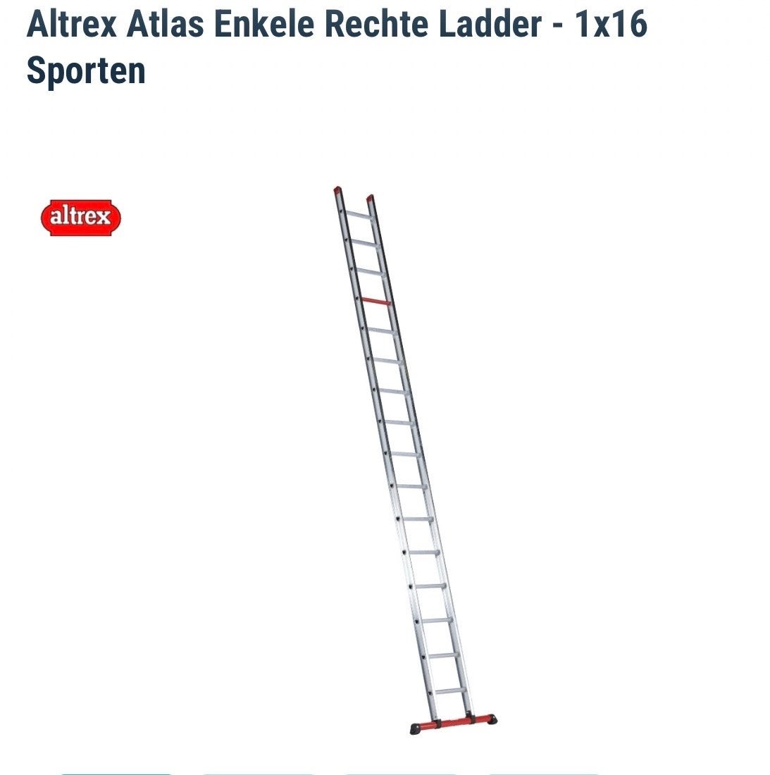 Altrex Atlas Enkele Rechte Ladder - 1x16 Sporten, Ophalen, Gebruikt, Ladder, 4 meter of meer