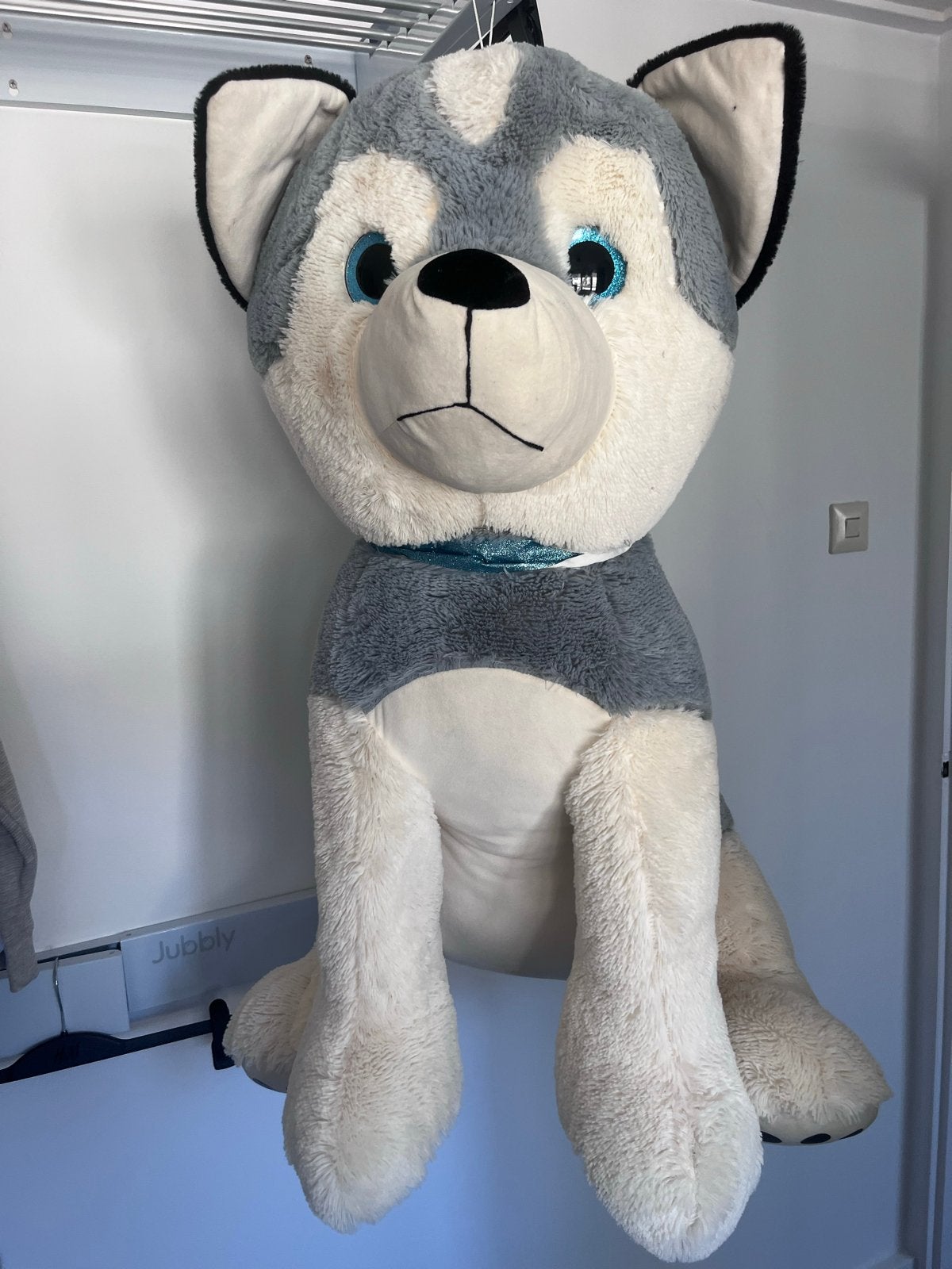 Grote Husky (hond) Knuffel - Zo goed als nieuw, Ophalen, Grijs, Hond, Zo goed als nieuw