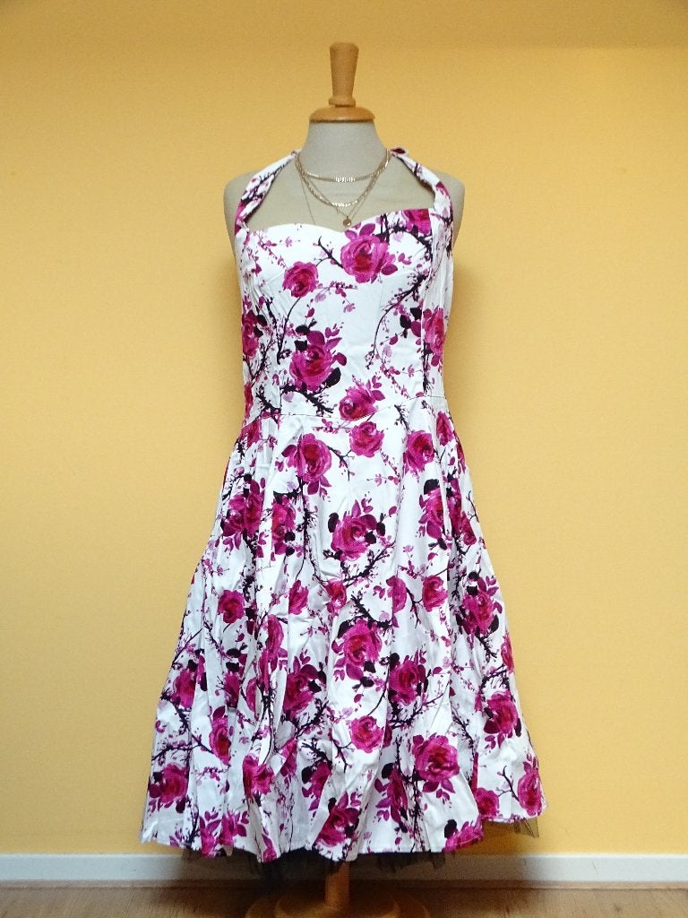 Hearts & Roses swing jurk bloemen wit maat 6XL, Kleding | Dames, Jurken, Wit, Maat 46/48 (XL) of groter, Nieuw, Ophalen of Verzenden