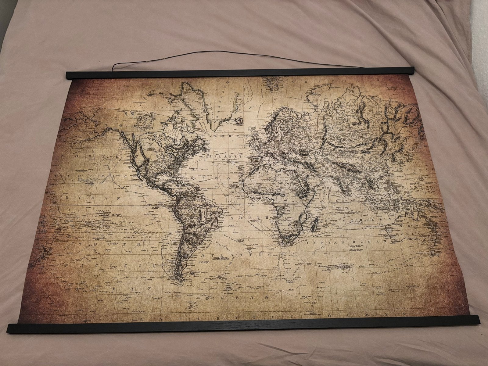 Vintage Wereldkaart - Decoratieve Wandkaart, Boeken, Atlassen en Landkaarten, Ophalen, 1800 tot 2000, Wereld, Landkaart