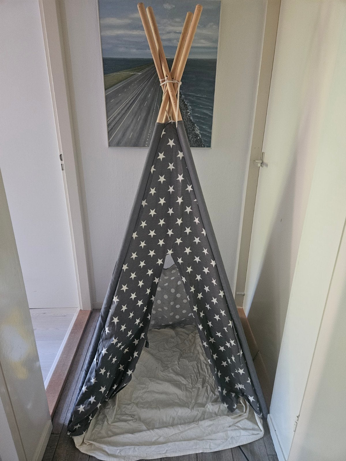 Tipi tent voor kinderen - Grijs met stippen/sterren, Ophalen, Gebruikt, Overige materialen