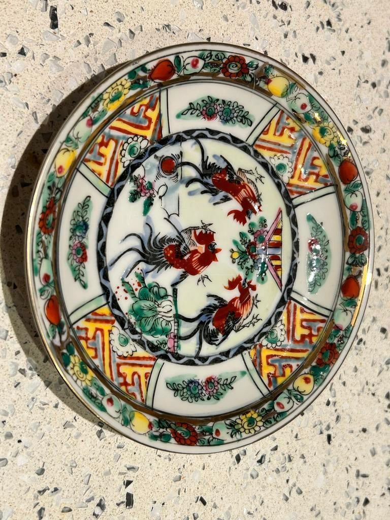 Guangcai Famille Rose antiek Porseleinen Schotel met Haan, Antiek en Kunst, Antiek | Porselein, Ophalen of Verzenden