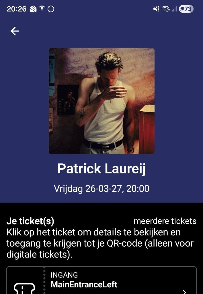 Patrick Laureij kaarten, Tickets en Kaartjes, Twee personen, Maart