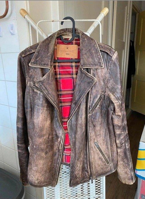 Leren bruin jack Goosecraft (vintagelook) maat M, Maat 38/40 (M), Goosecraft, Bruin, Ophalen of Verzenden
