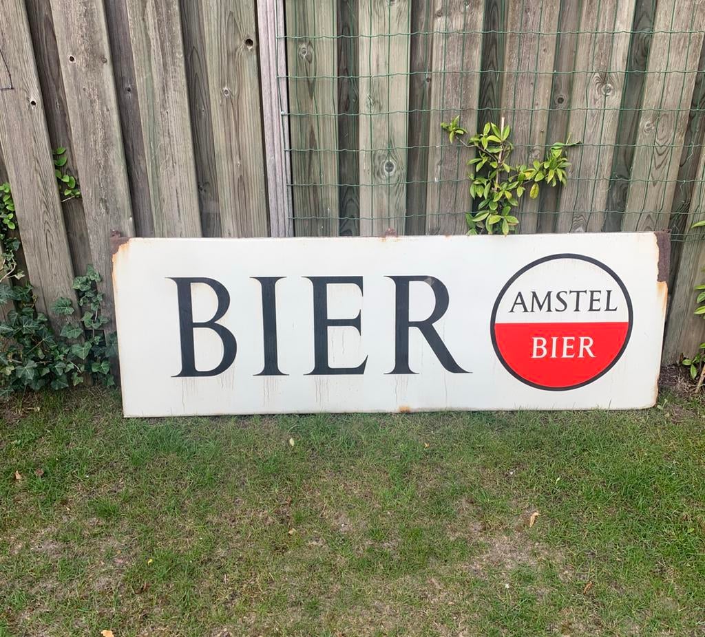 Jaren 50tig Amstel Bier reclame bord Langcat Bussum, Antiek en Kunst, Ophalen
