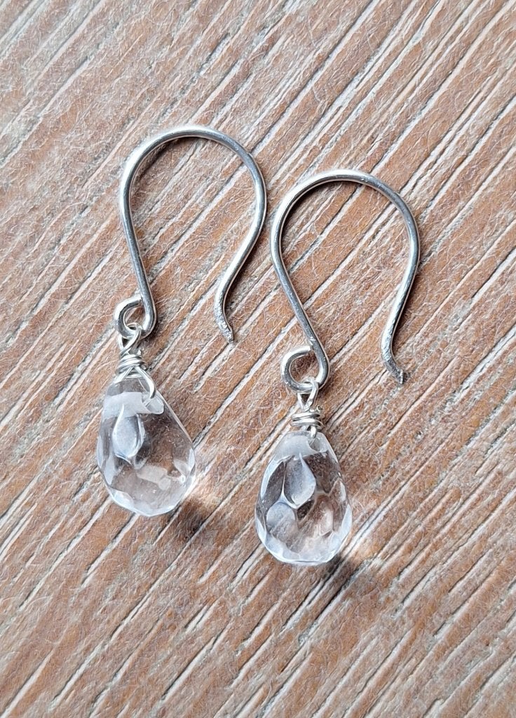 handgemaakte oorbellen echt zilver en kwarts/kristal, Hangers, Overige kleuren, Verzenden, Nieuw