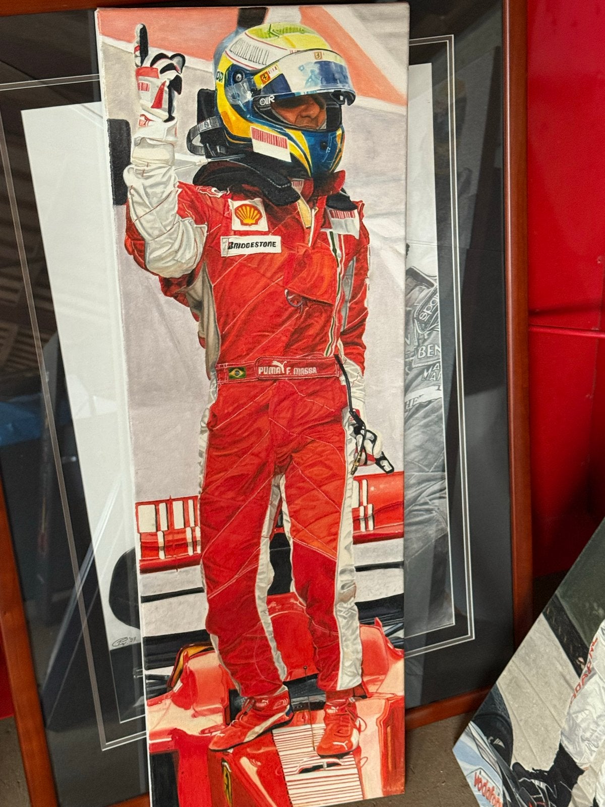 Formule 1 Coureur Felipe Massa Schilderij, Doek, Portret of Personen, Realistisch, Ophalen of Verzenden